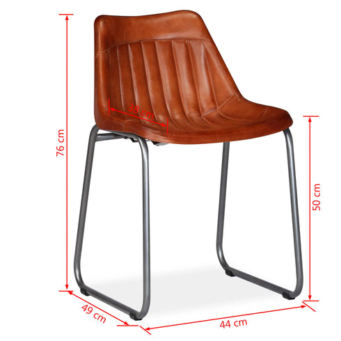 Swen Studio -  Dining Chairs 6 pcs Brown Real Leather
